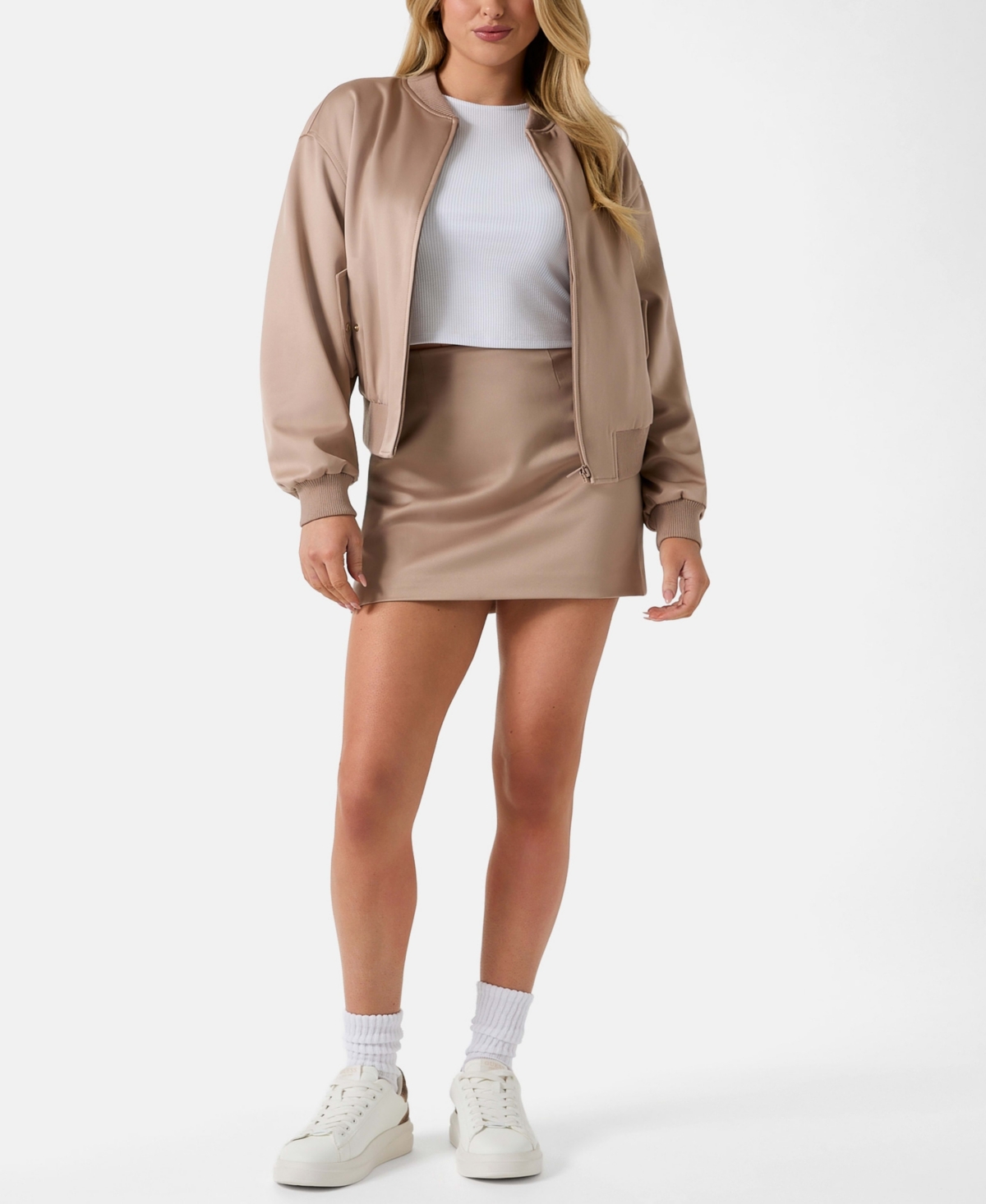 Guess Women's Cathleen Bomber Full-Zip Collared Jacket