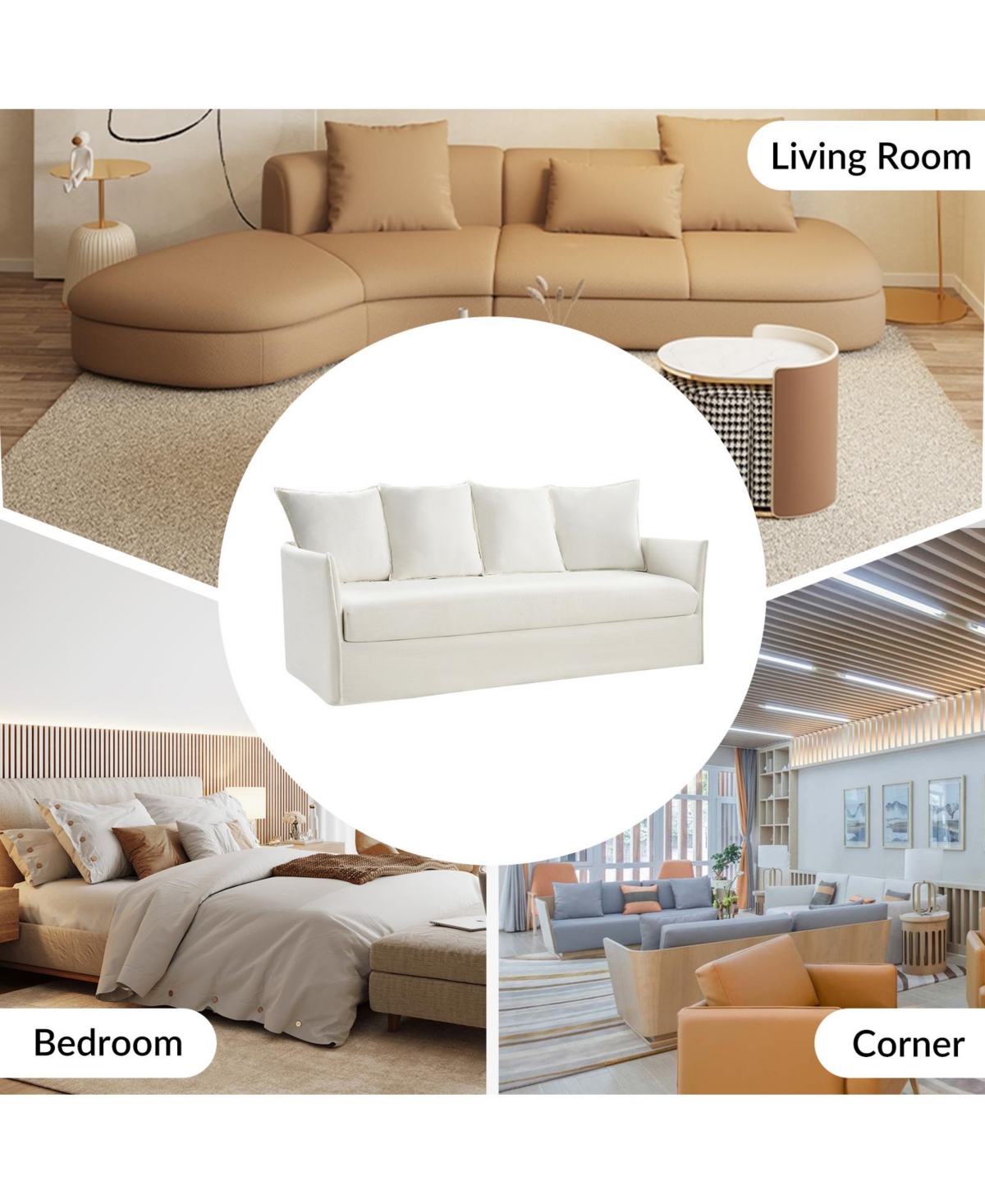 Gottfried Modern 80.3" Slipcovered Sofa with Removable Seat and Back Cushions