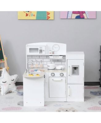 Corner Kids Play Kitchen Set with Detachable Refrigerator Sink and Fourteen Accessories for Ages Three and Up