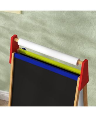 Kids 3 in 1 Art Easel with Whiteboard Chalkboard Paper Roll Adjustable Height for Ages 3 to 8
