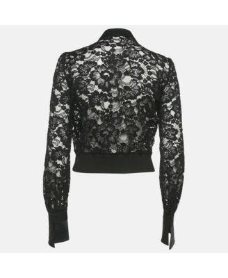 Women's Black Lace And Satin Sheer Jacket