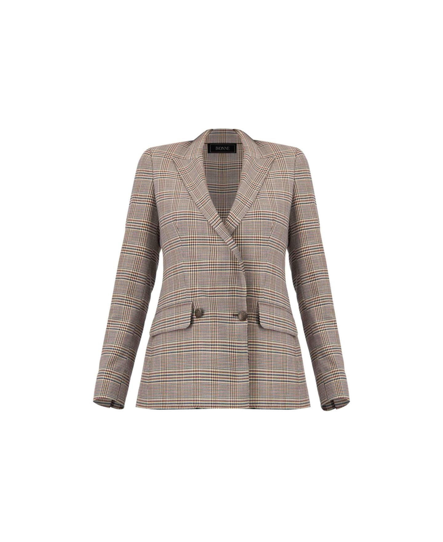 Женский пиджак Ivonne Double-Breasted Prince of Wales Blazer, цвет: Разноцветный коричневый — фото 5