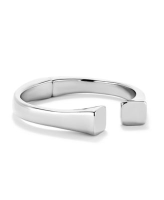 Metal Alloy Bracelet Plated in Sterling Silver with Smooth Square Ends