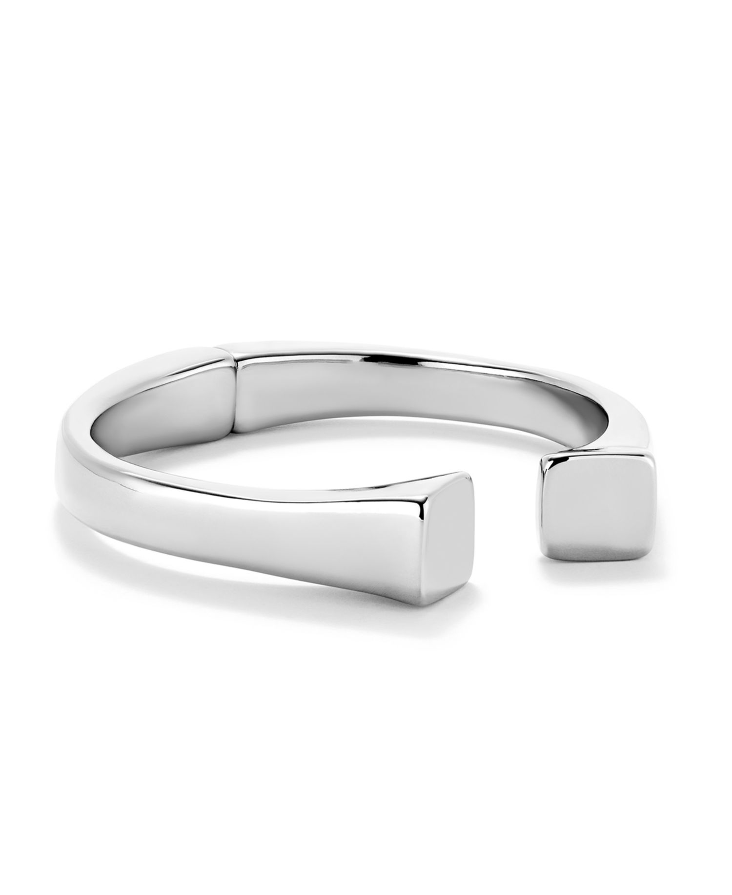 Metal Alloy Bracelet Plated in Sterling Silver with Smooth Square Ends