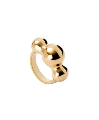 18K Gold-Plated Ring with Three Central Balls