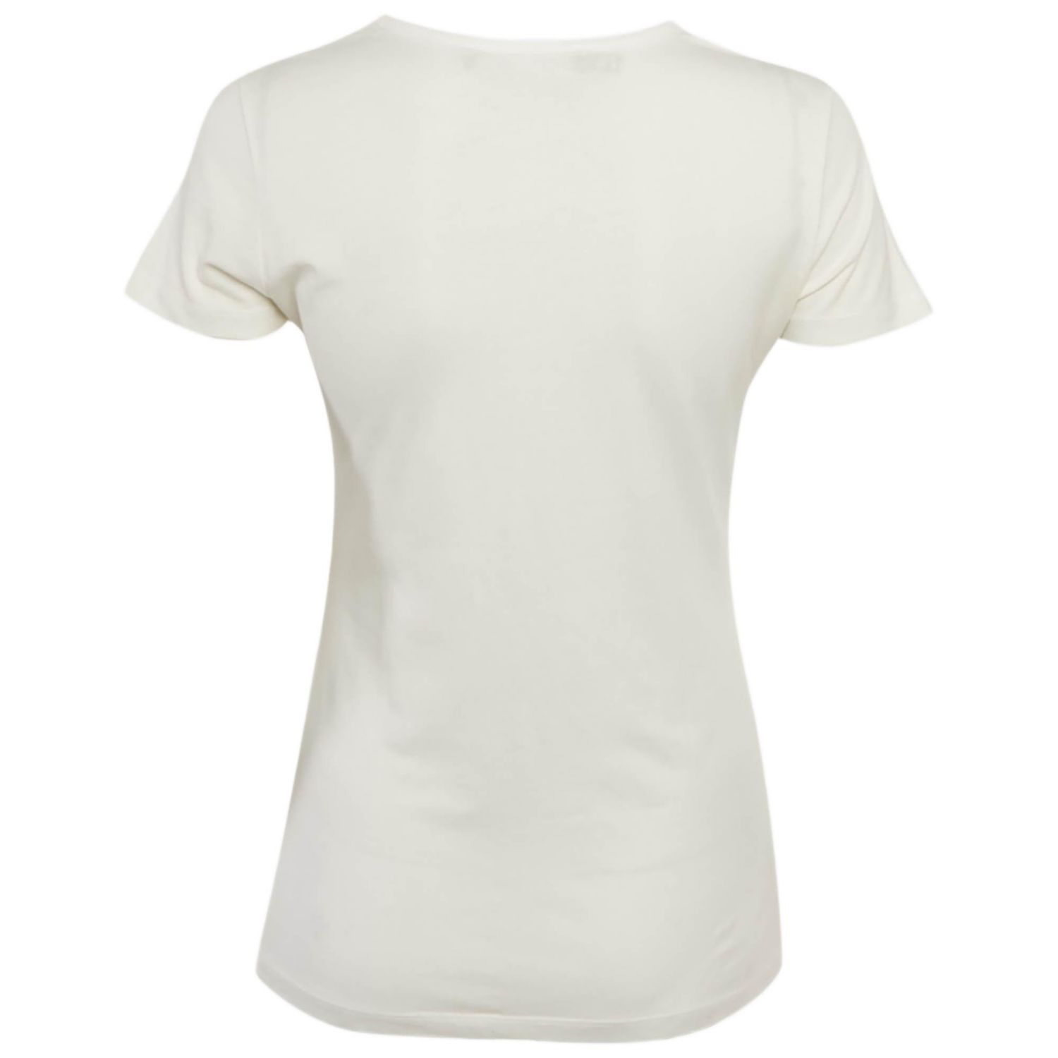Women's White Glitter Logo Printed Cotton Knit T-Shirt