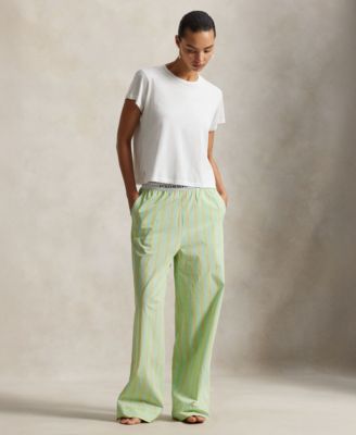 Women's Logo Elastic Mid Rise Striped Sleep Pants