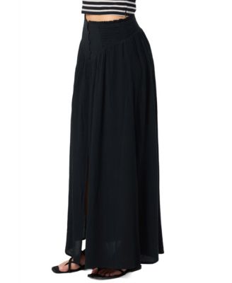 Women's Tryston Smocked Waist Button-Front Maxi Skirt