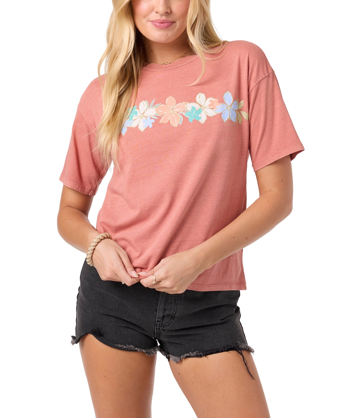 O'Neill Women's Band Of Flowers Easy-Fit Graphic T-Shirt