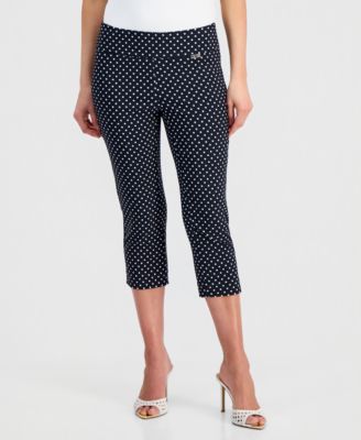 Petite Printed Mid-Rise Pull-On Bengaline Capri Pants