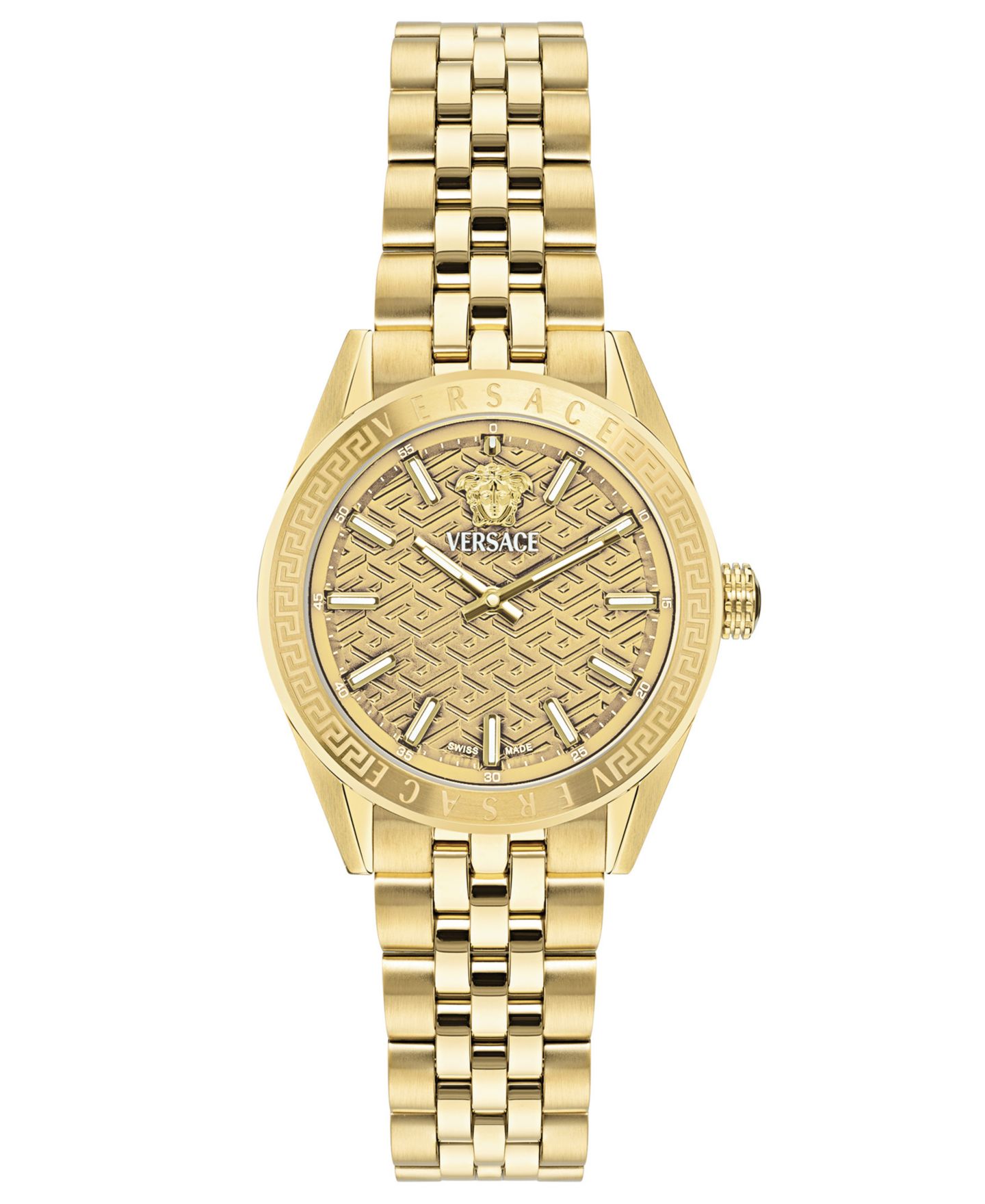 Женские часы Versace V-Code Gold Stainless Steel Bracelet Watch, 36mm — фото 1