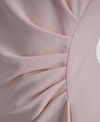 Women's Bubble Sleeve Scuba Crepe Ruched Sheath Dress