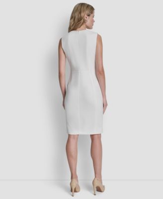 Women's Sleeveless Zipper Front Crewneck Sheath Dress