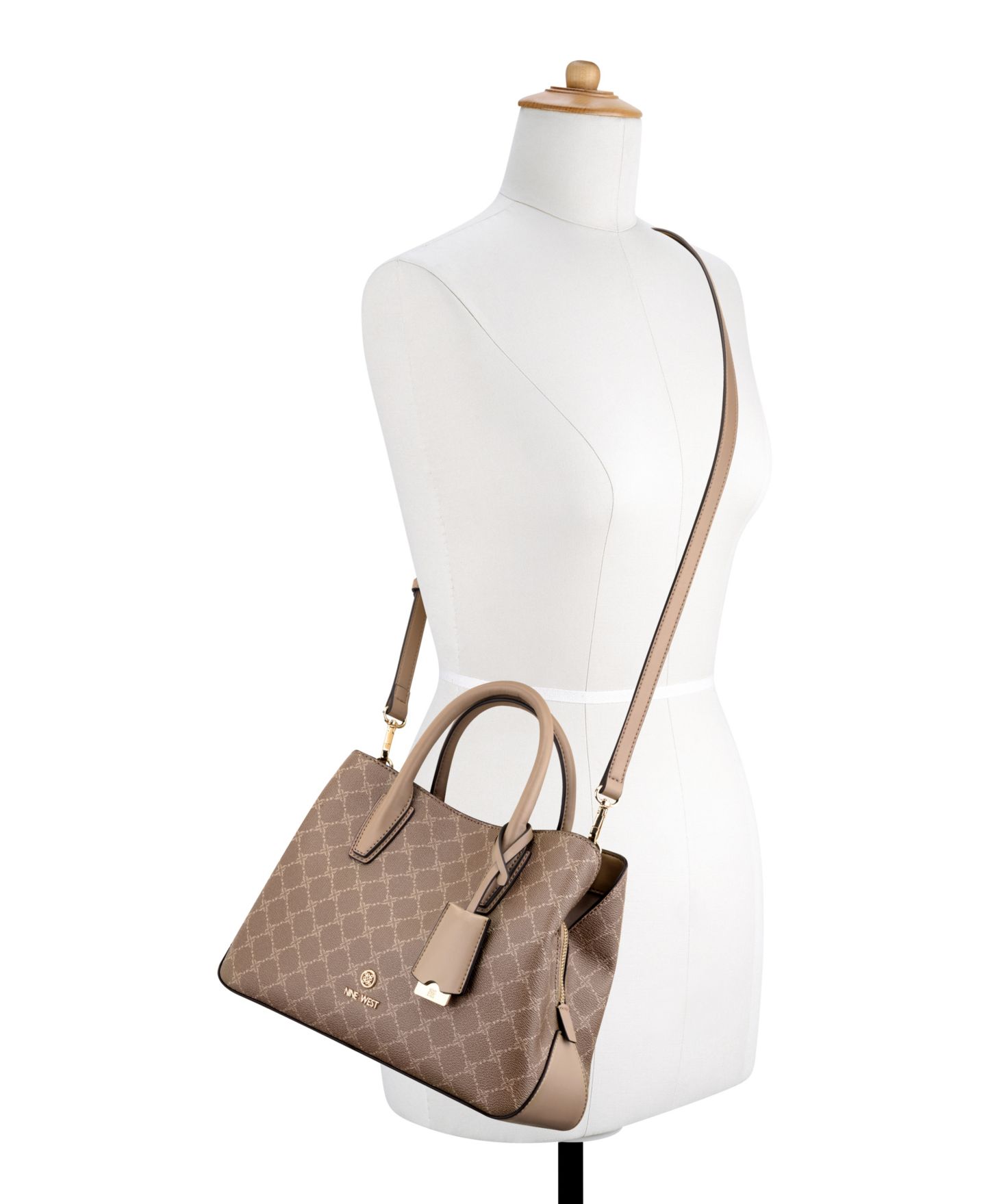 Женская сумка Nine West Lakelyn Medium Satchel, цвет: Сиена тёмный хаки — фото 2