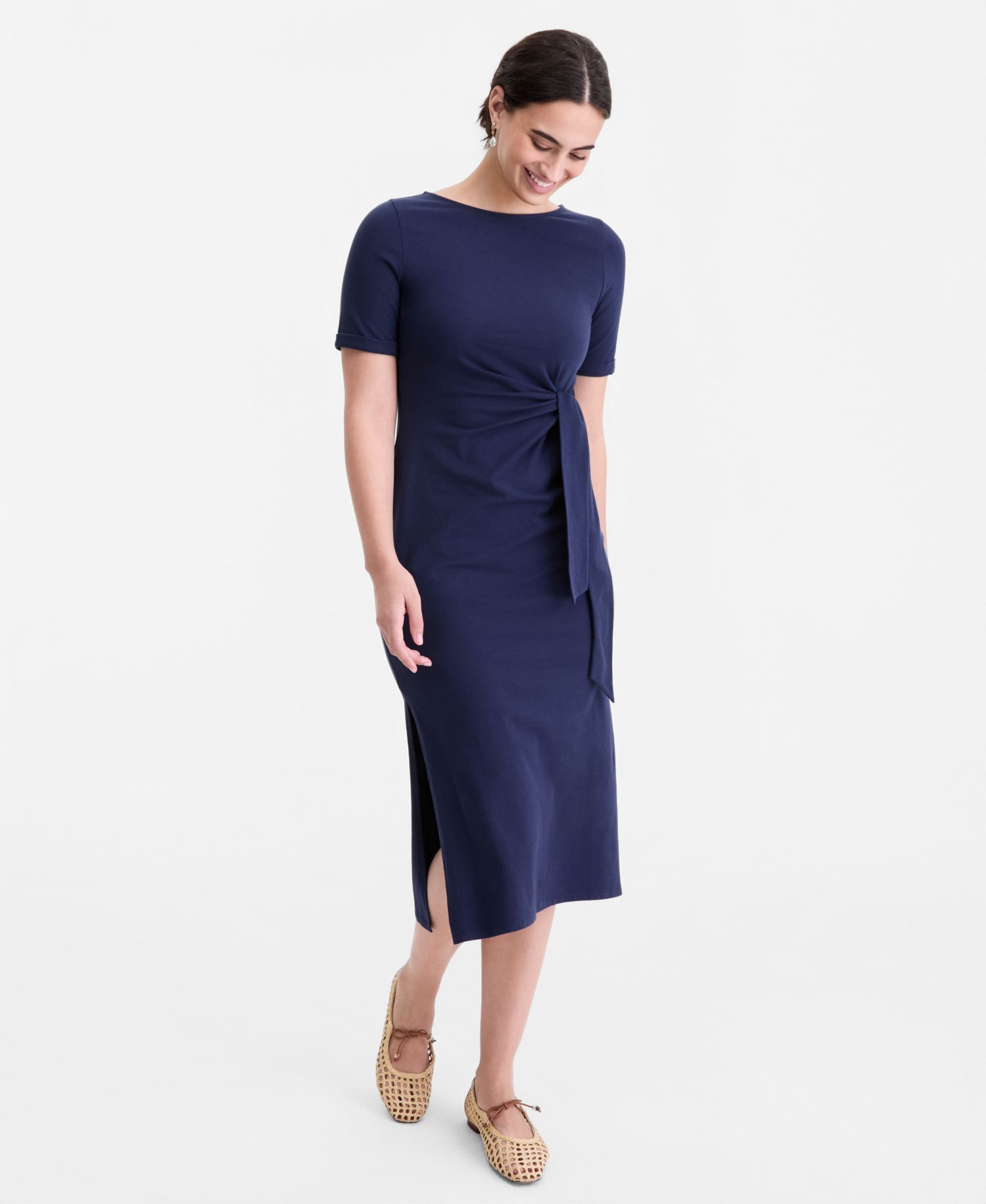Women's Crewneck Wrap Tie Dress, Created for Macy's,