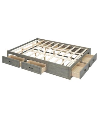 Queen Size Platform Bed with 6 Storage Drawers
