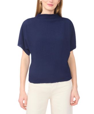 Women's Textured High Neck Wide Sleeve Top