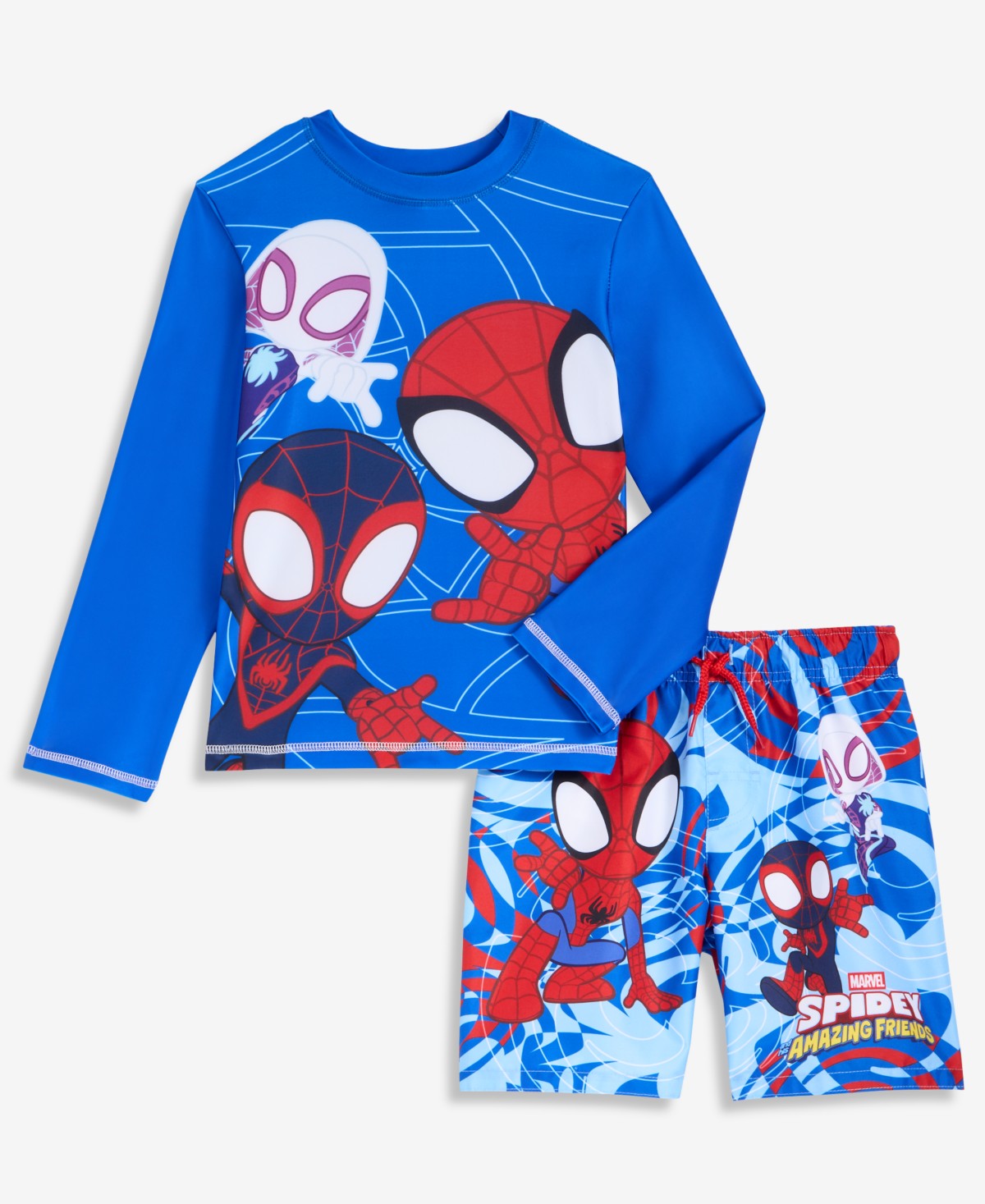 Купальники Spider-Man Boys' 4-7 Spidey Long-Sleeve Rash Guard & Mesh-Lined Swim Trunks, 2-Piece Swim Set — фото 1