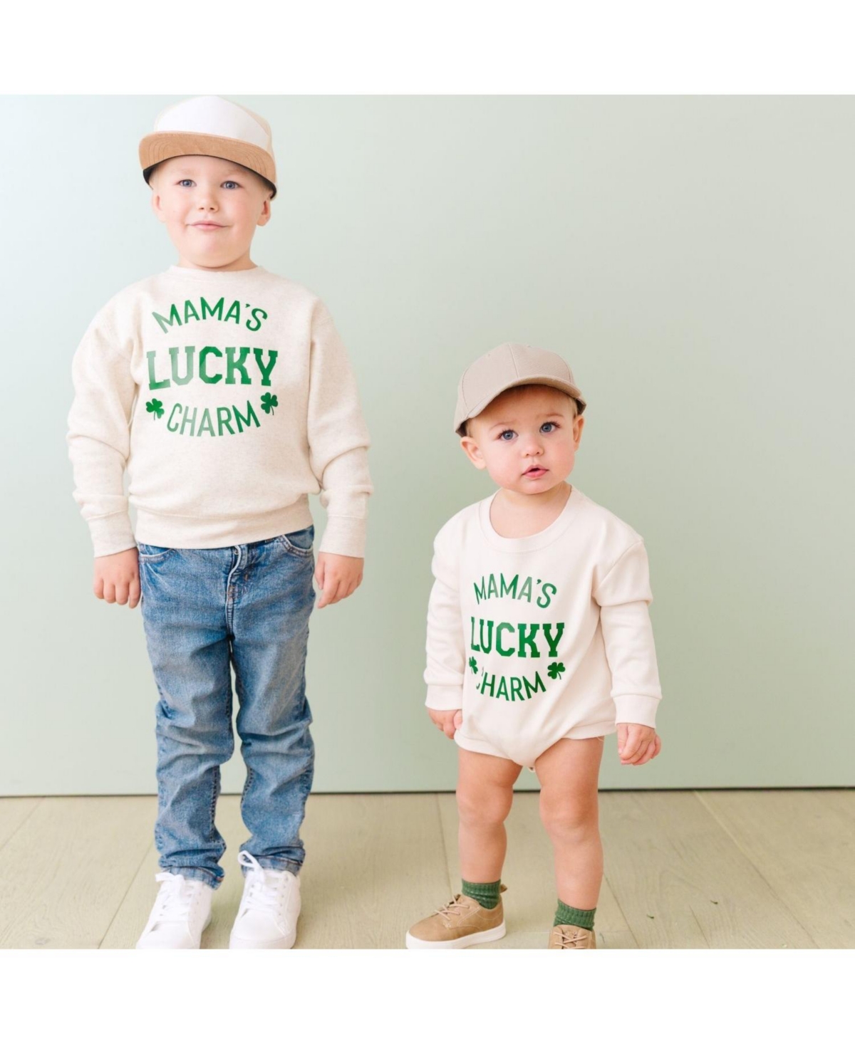 Sweet Wink Baby Boys Mama's Lucky Charm St. Patrick's Day Long Sleeve Romper