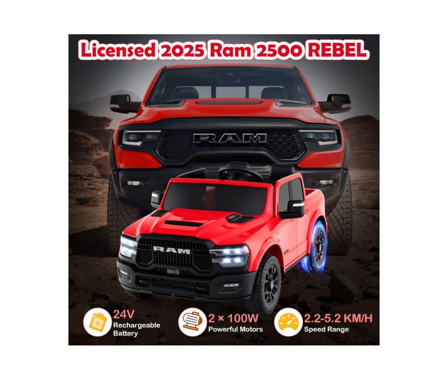 Детская игрушка HONGGE Two-Seater Ride-On Truck with Remote Control & Dual Motors, 2-Seater, Ages 3+, цвет: Красный — фото 8
