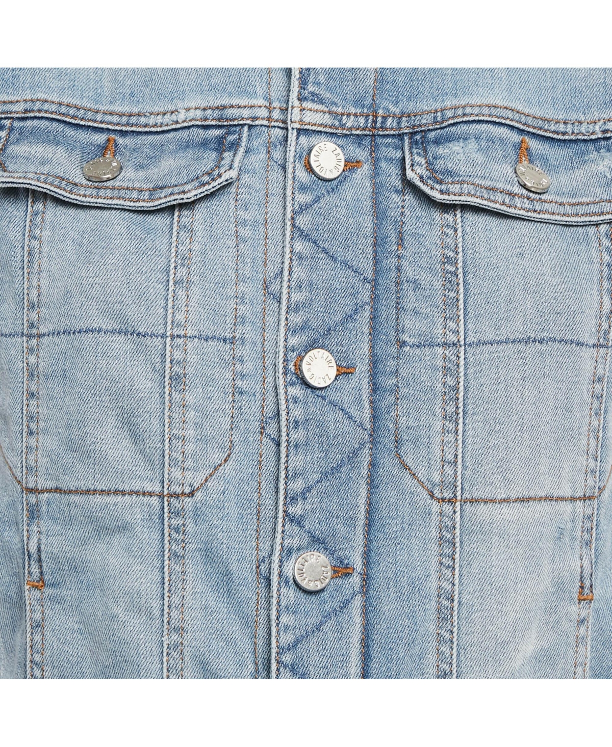 Pre-Owned Zadig & Voltaire Women's Blue Embroidered Denim Sleeveless Kio Brode Jacket