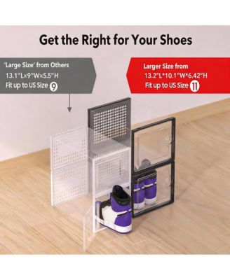 XX-Large Clear Stackable Shoe Storage Bins, Multi-Purpose, Durable ABS