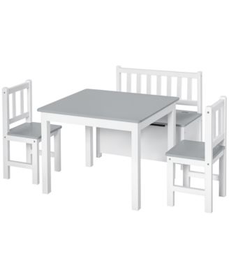 Kids Table and Chair Set with Storage Bench for Ages Three and Up
