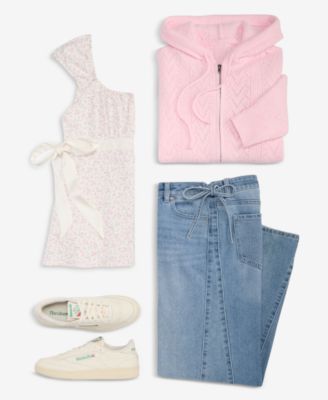 Juniors' Pointelle Sweater Hoodie