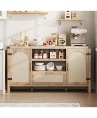 59.1" Buffet Sideboard Cabinet with Storage, Farmhouse Wood Coffee Bar Cabinet with Doors and Drawers