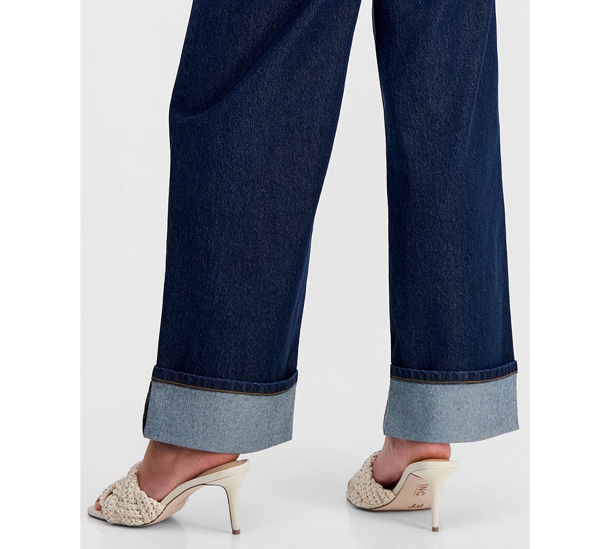 I.N.C. International Concepts Petite High-Rise Pintuck Cuffed Wide-Leg Jeans, Created for Macy's view 6 — MAYCSS fashion products