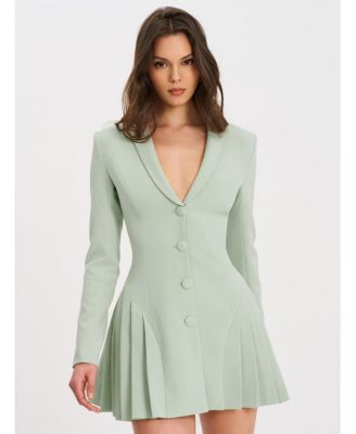 Women's Delia Pistachio Green Blazer Dress with Pleated Detail