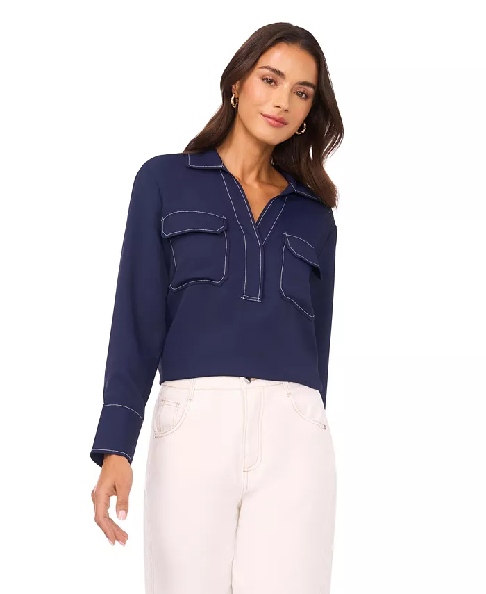 Women's Collared Neck Blouse - thumbnail 2