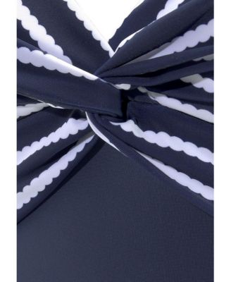 Women's Striped Tummy Control One Piece Swimsuit