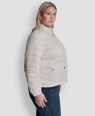 Plus Size Moto Collar Short Packable Coat