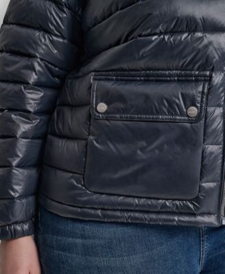 Plus Size Moto Collar Short Packable Coat