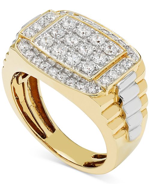  Macy s  Men s  Diamond  Cluster Two Tone Ring  1 ct t w in 