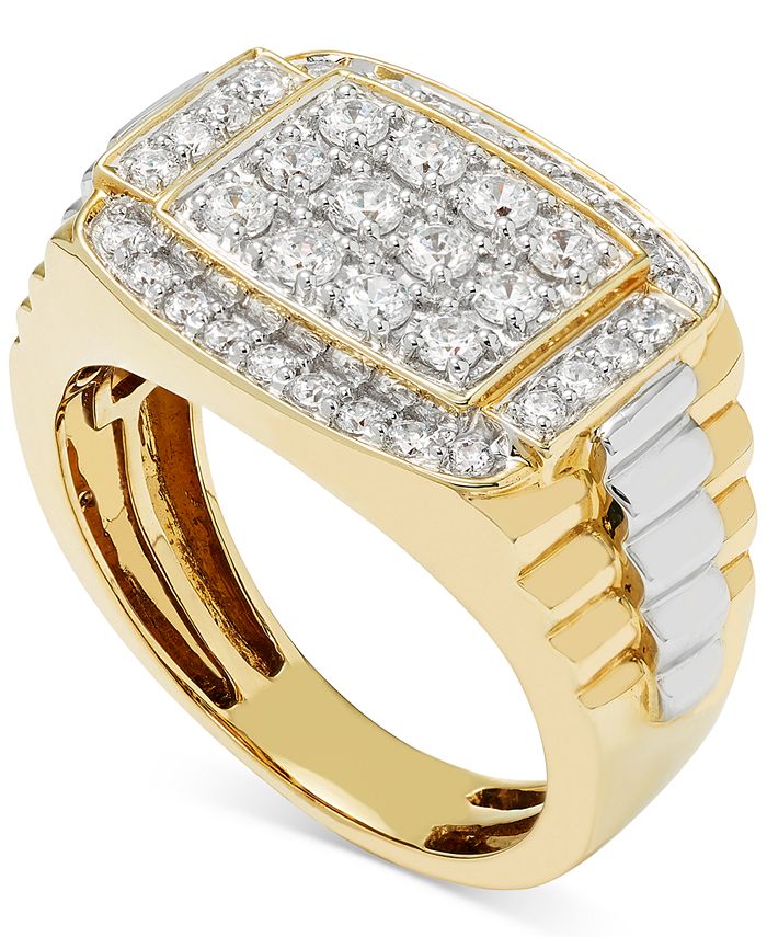 FINE JEWELRY Mens / CT. T.W. Genuine Multi Color Diamond 14K Gold Fashion  Ring