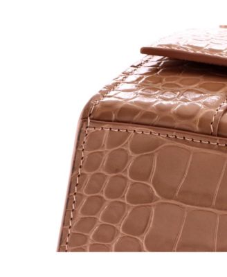 Small Hourglass Top Handle Bag Embossed Leather