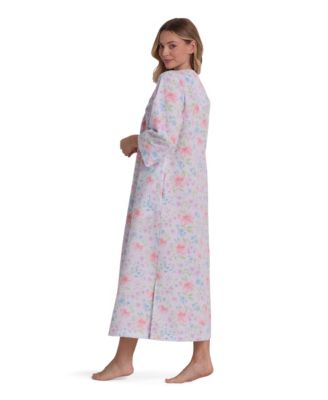 Women's Round Neck Printed Long Zip Robe