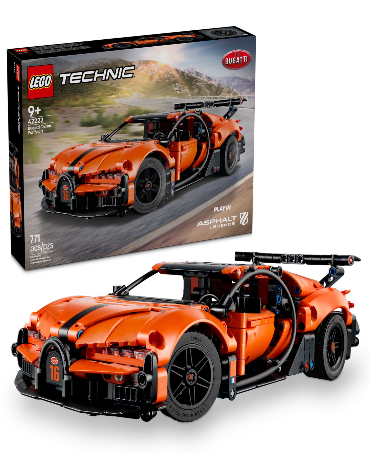 Детские конструкторы LEGO® Technic Bugatti Chiron Pur Sport Hypercar Building Toy 42222, 771 Pieces — фото 1
