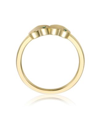 Elegant CZ Double Heart Band Ring in 14K Gold Plated