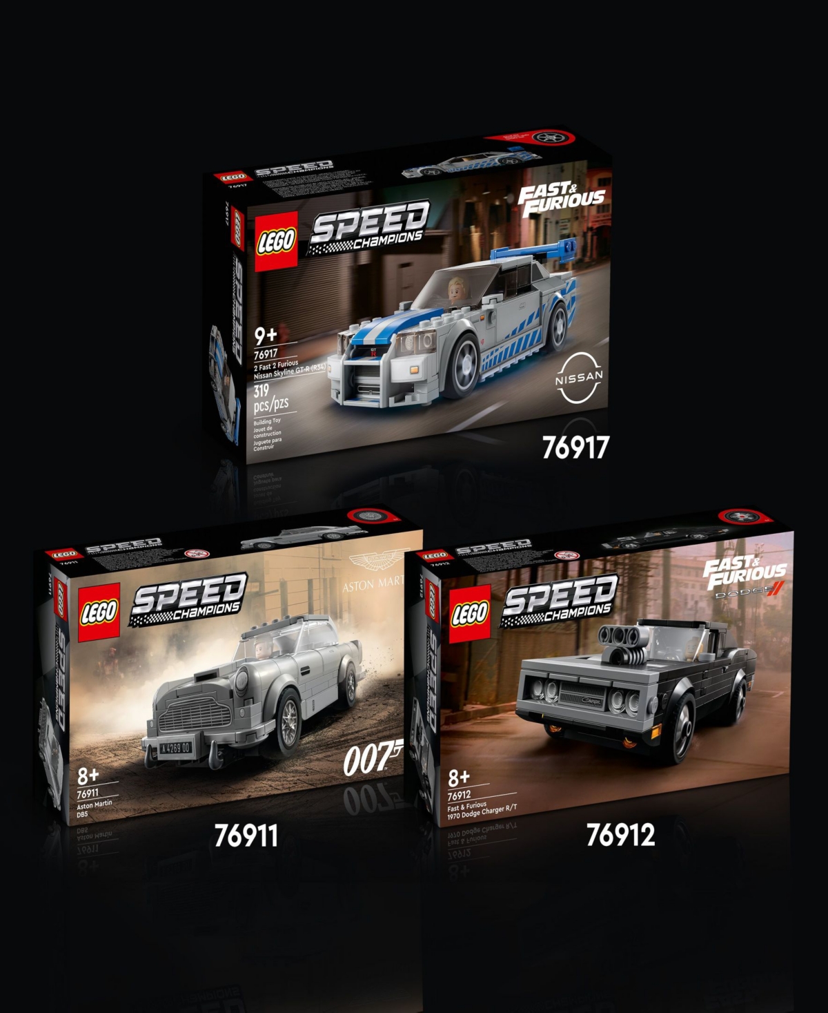 Lego Speed Champions 2 Fast 2 Furious Nissan Skyline Gt-r R34 76917 Toy Building Set, 319 Pieces