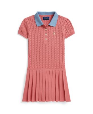 Girls' 2T-6X Mini-Cable Polo Collar Sweater Dress