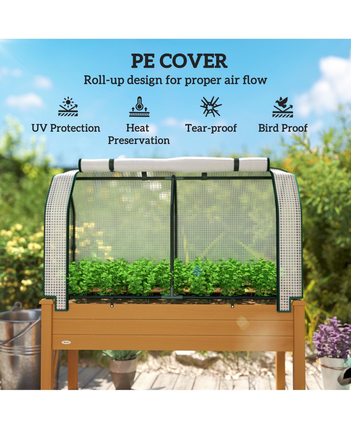 Outsunny 48 x 22 46 inch Raised Garden Bed w/ Pe Cover,