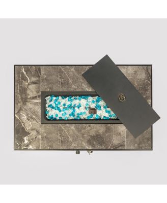 Outdoor Rectangle Fire Pit Table with Propane Tank Cover