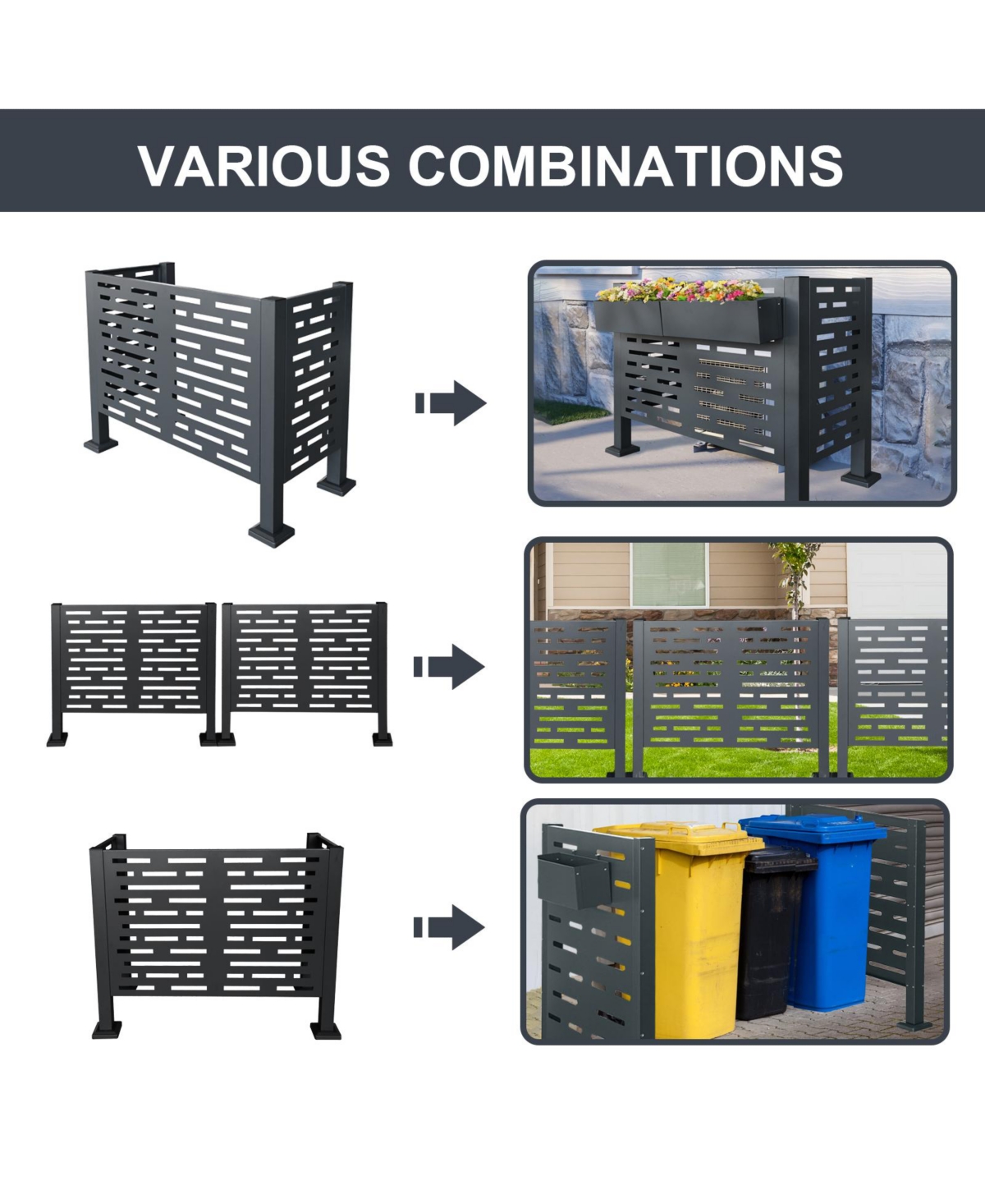 Mondawe 4ftx2ft Air Conditioner Fence Metal Privacy Fence Cover with 3- Fence Panels