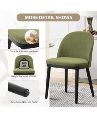 Upholstered Dining Chairs Set of 2,Modern Fabric Dinner Chairs with Wood Legs