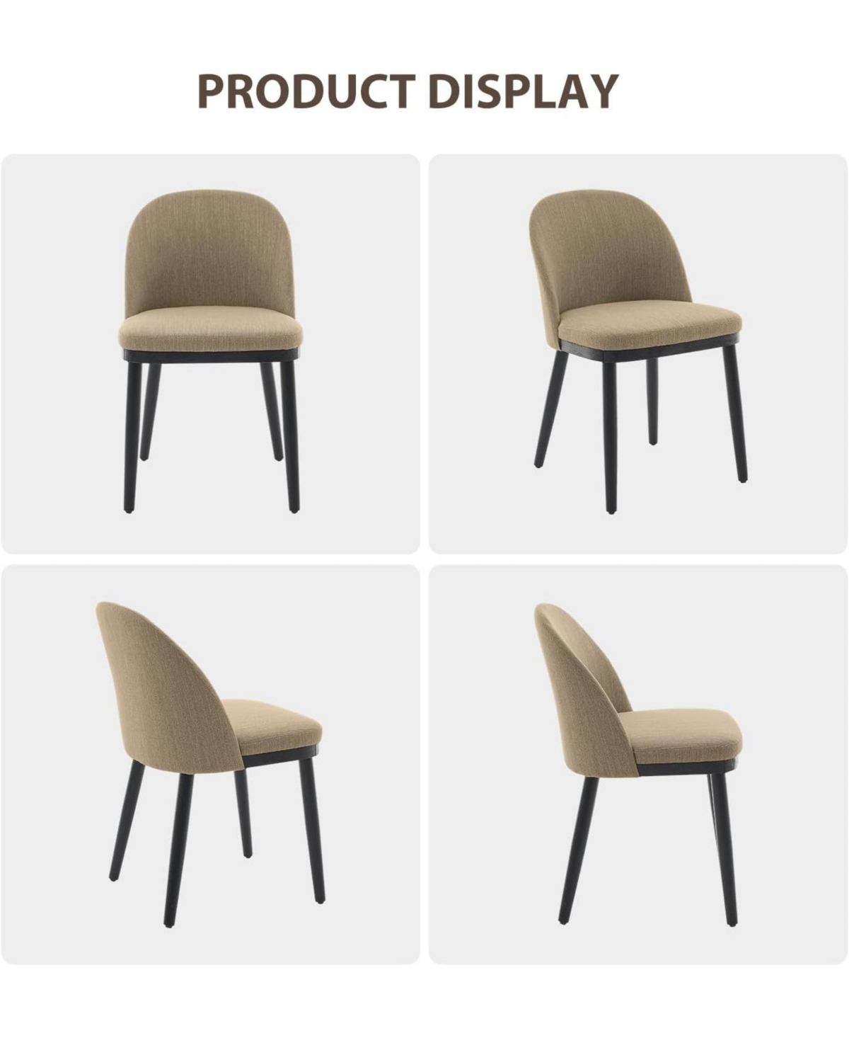 gaomon Upholstered Dining Chairs Set of 2,Modern Fabric Dinner with Wood Legs