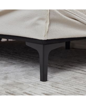 Modular sofa bed with cushions, upholstered in soft chenille fabric. Ivory-L