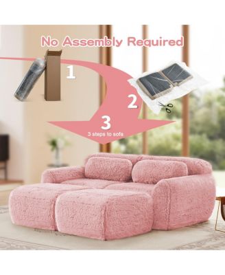 Plush Boneless Sofa with Ottoman, No Assembly Required, Anti-Slip Bottom